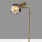 18" Antiqued Brass Metal Cylinder Desk Table Lamp With Gray Globe Shade With Starling LED Bulb