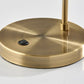 18" Antiqued Brass Metal Cylinder Desk Table Lamp With Gray Globe Shade With Starling LED Bulb