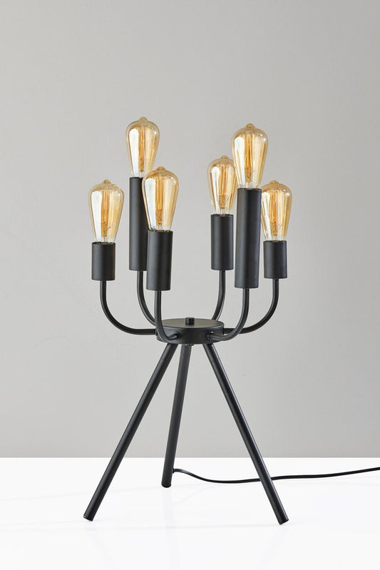 24" Black Six Light Tripod Tripod Lamp