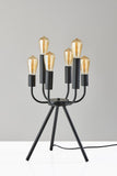 24" Black Six Light Tripod Tripod Lamp