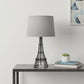 25" Black Acrylic Paris Desk Table Lamp With Gray Drum Shade