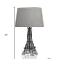 25" Black Acrylic Paris Desk Table Lamp With Gray Drum Shade