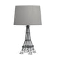 25" Black Acrylic Paris Desk Table Lamp With Gray Drum Shade