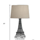 25" Black Acrylic Paris Desk Table Lamp With White Drum Shade