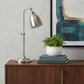 26" Nickel Metal Adjustable Table Lamp With Nickel Dome Shade