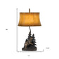29" Antiqued Bronze Novelty Table Lamp With Brown Bell Shade