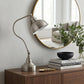25" Nickel Metal Lantern Desk Table Lamp With Nickel Dome Shade
