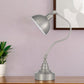 25" Nickel Metal Lantern Desk Table Lamp With Nickel Dome Shade