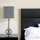 25" Nickel Metal Round Table Lamp With Gray Cone Shade