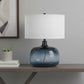 24" Dark Blue Glass Table Lamp With White Novelty Shade