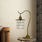 25" Antiqued Brass Metal Lantern Desk Lamp With Antiqued Brass Drum Shade