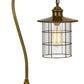25" Antiqued Brass Metal Lantern Desk Lamp With Antiqued Brass Drum Shade