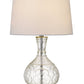 27" Clear Metal Round Table Lamp With White Shade