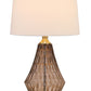 31" Gray Metal Geometric Table Lamp With Off White Empire Shade
