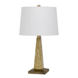 28" Brown Table Lamp With Off White Empire Shade