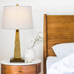 28" Brown Table Lamp With Off White Empire Shade