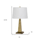 28" Brown Table Lamp With Off White Empire Shade