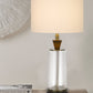 30" Clear Metal Table Lamp With White Empire Shade