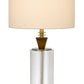 30" Clear Metal Table Lamp With White Empire Shade