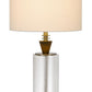 30" Clear Metal Table Lamp With White Empire Shade