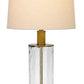 31" Clear Metal Table Lamp With White Empire Shade