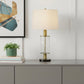 31" Clear Metal Table Lamp With White Empire Shade