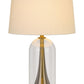 29" Clear Metal Table Lamp With White Empire Shade