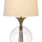 31" Bronze Metal Globe Table Lamp With White Empire Shade
