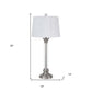 32" Nickel Metal Table Lamp With White Empire Shade