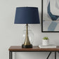 30" Black Metal Urn Table Lamp With Navy Blue Empire Shade