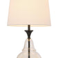 28" Clear Metal Table Lamp With White Empire Shade