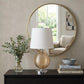 28" Nickel Metal Globe Table Lamp With White Empire Shade