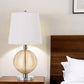 28" Nickel Metal Globe Table Lamp With White Empire Shade