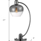27" Gunmetal Metal Table Lamp With Silver Metallic Globe Shade