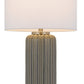 29" Gray Metal Cylinder Table Lamp With White Drum Shade