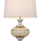 27" Silver Metallic Metal Table Lamp With White Empire Shade