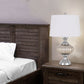 27" Silver Metallic Metal Table Lamp With White Empire Shade