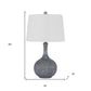25" Stone Ceramic Round Table Lamp With White Empire Shade