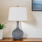 25" Stone Ceramic Round Table Lamp With White Empire Shade