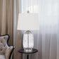 24" Nickel Metal Cylinder Table Lamp With White Empire Shade