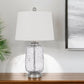 24" Nickel Metal Cylinder Table Lamp With White Empire Shade