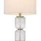 28" Nickel Metal Table Lamp With White Drum Shade