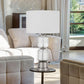 28" Nickel Metal Table Lamp With White Drum Shade