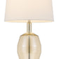 29" Nickel Metal Round Table Lamp With White Drum Shade