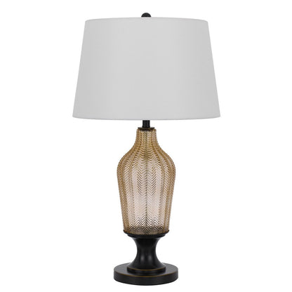 31" Bronze Glass Table Lamp With White Empire Shade
