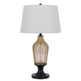 31" Bronze Glass Table Lamp With White Empire Shade