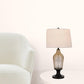 31" Bronze Glass Table Lamp With White Empire Shade