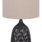 29" Gray Metal Table Lamp With Brown Drum Shade