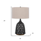 29" Gray Metal Table Lamp With Brown Drum Shade