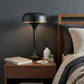 22" Black Metal Two Light Novelty USB Table Lamp With Black Dome Shade